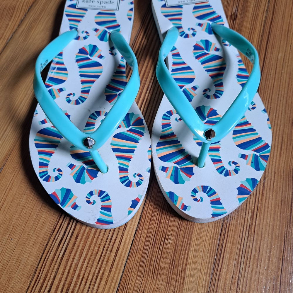 Kate Spade Turquoise and Multicolor Seahorse Sandals